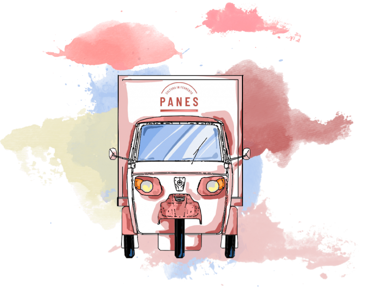 Ape PANES con sfondo illustrato